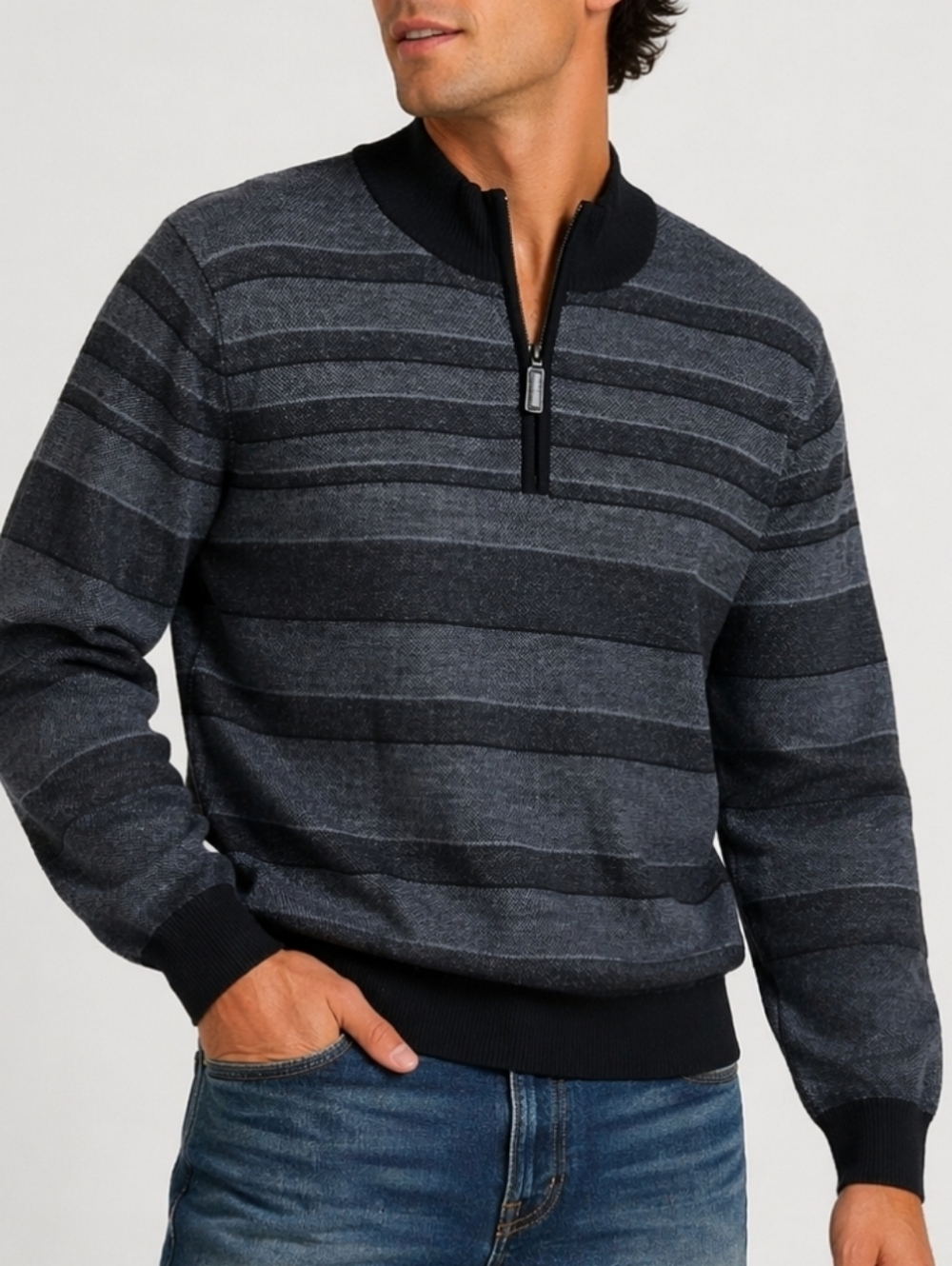 NWT Daniel Cremieux Signature Collection Merino Wool Quarter Zip Sweater